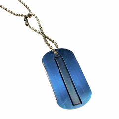  Blue Fire Necklace, The Hot Shot Dog Tag EDC Fire Starter necklace