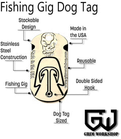 frog gigging spear dog tag and fish spear