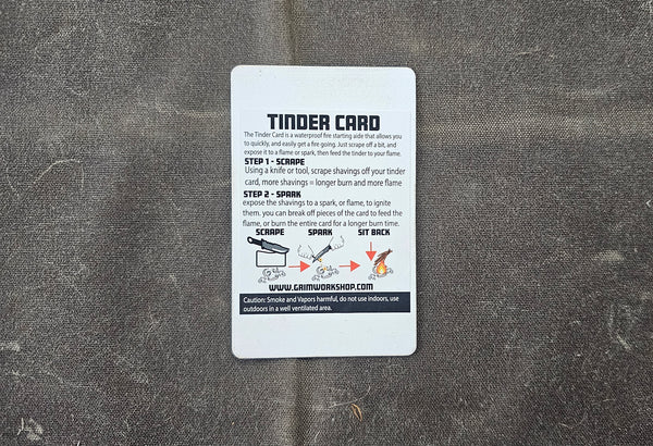 Quick Start Tinder Card: Credit Card Size Tinder – Grimworkshop