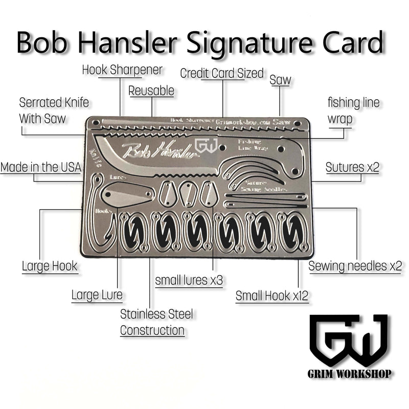Bob Hansler Signature Survival Card the best credit card survival tool a 22 in 1 survival card that contains a small survival kit