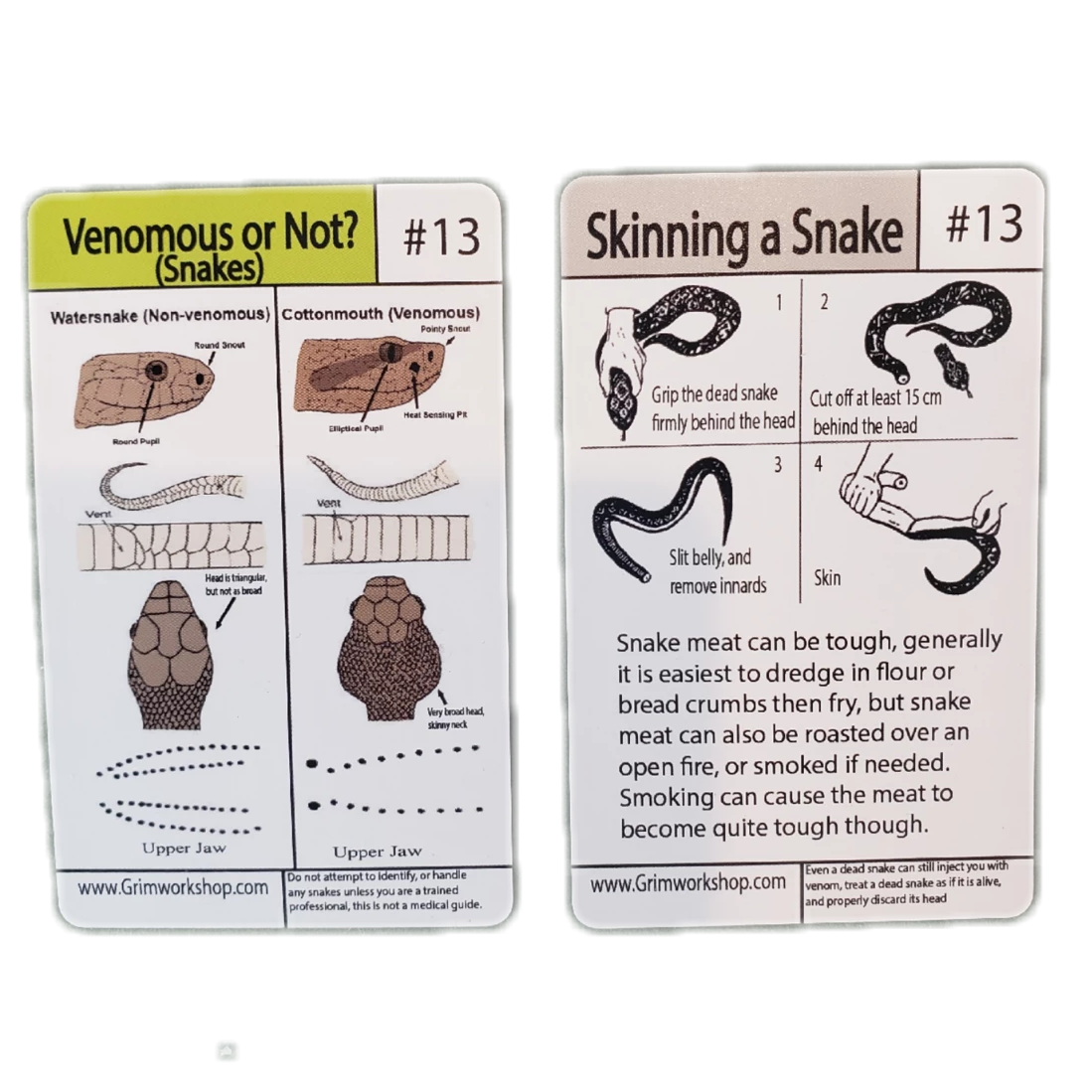 #13 Snake Tip Card Identification, and Skinning-Grimworkshop-bugoutbag-bushcraft-edc-gear-edctool-everydaycarry-survivalcard-survivalkit-wilderness-prepping-toolkit