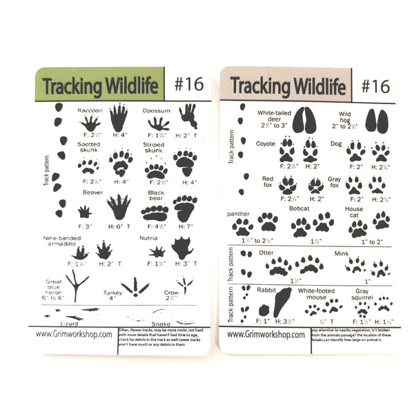 Wild Animal Track Chart | EDC Tip Card #16 | Animal Tracking – Grimworkshop