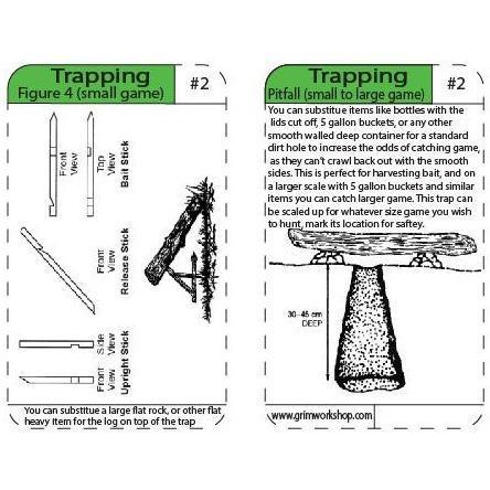 #2 Trapping Tip Card Figure Four, and Pitfall Trap-Grimworkshop-bugoutbag-bushcraft-edc-gear-edctool-everydaycarry-survivalcard-survivalkit-wilderness-prepping-toolkit