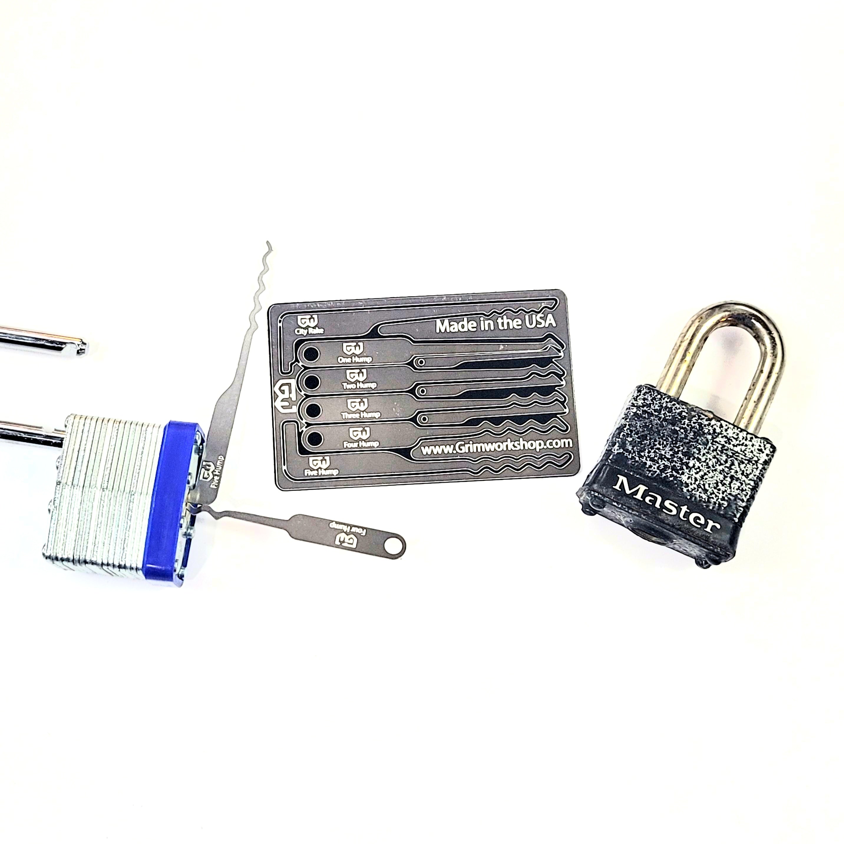 Lock Pick Rake Card with a full lock rake pick set including city rake lock pick, wave rake lock pick. Credit Card Lockpick Set
