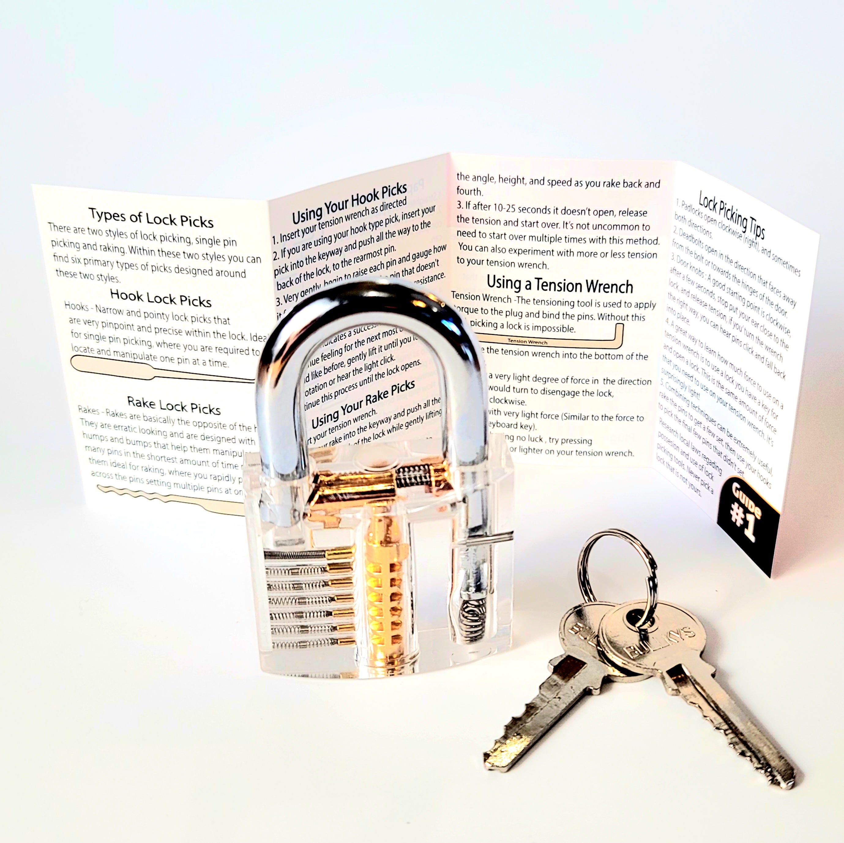 Clear Lock Pick Practice Lock  8 page Wallet Lock Picking Tip Guide –  Grimworkshop