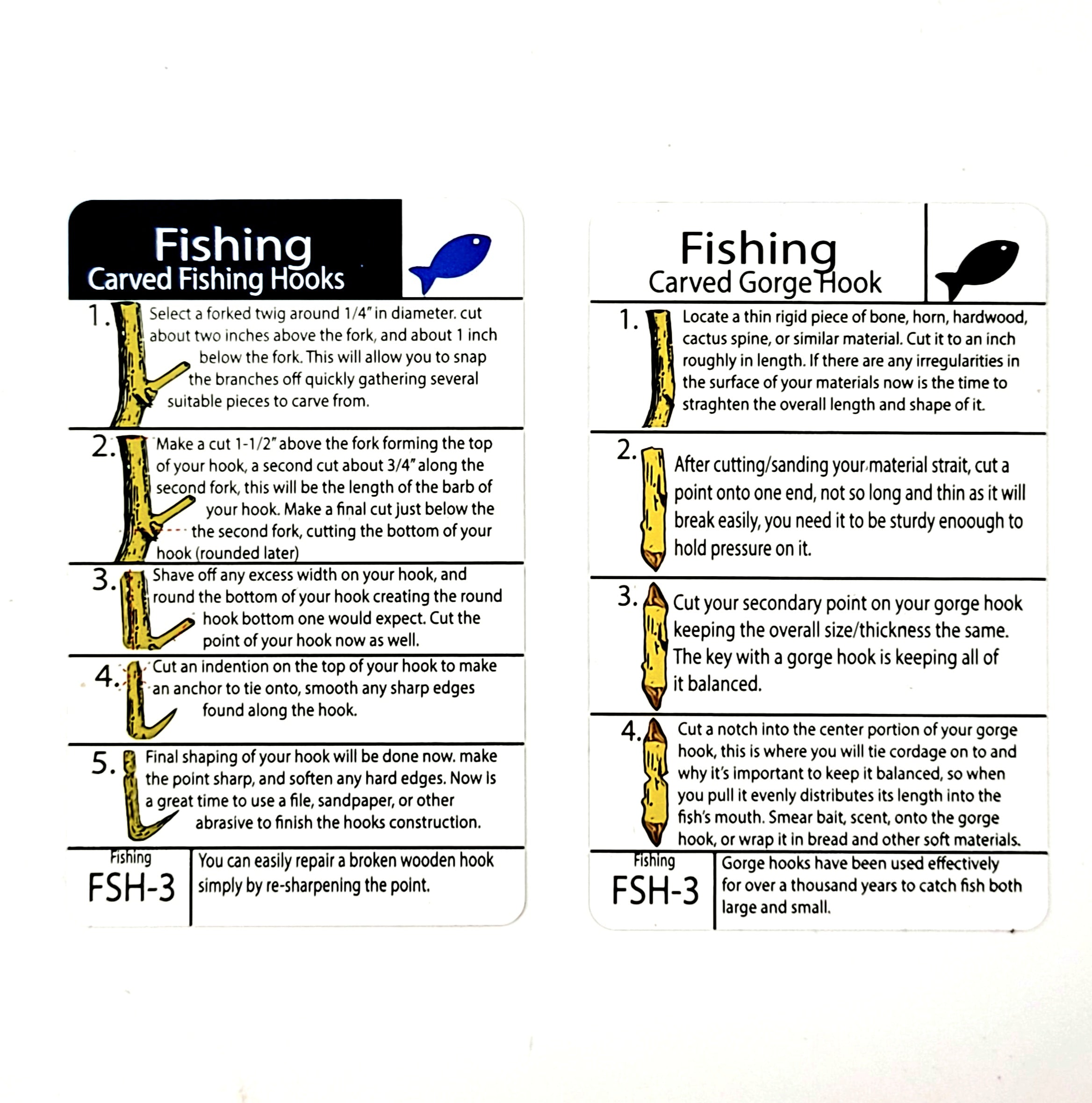 How To Carve a Fish Hook, Field Fishing Tip card