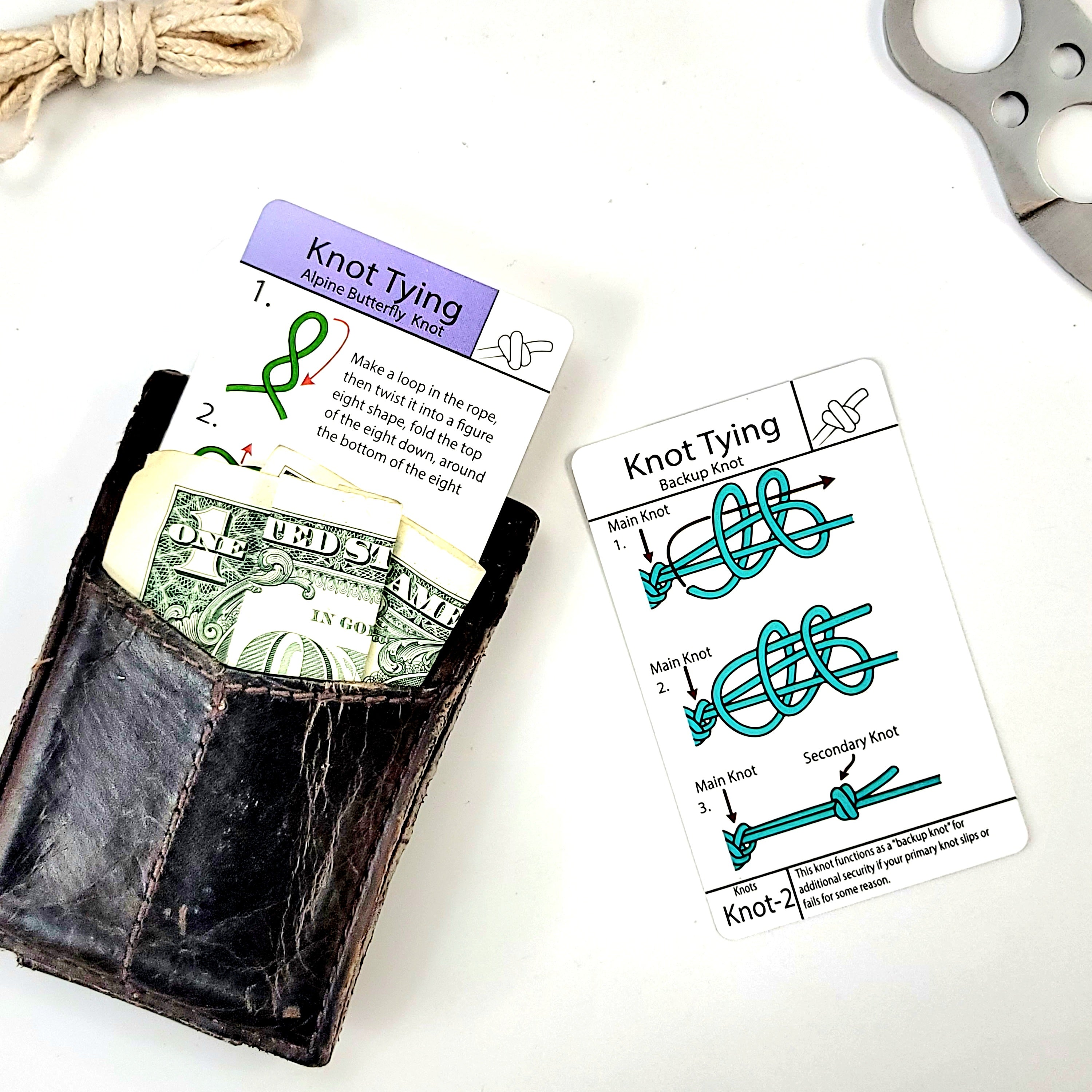 Knot Tying Kit With Waterproof Reference Cards