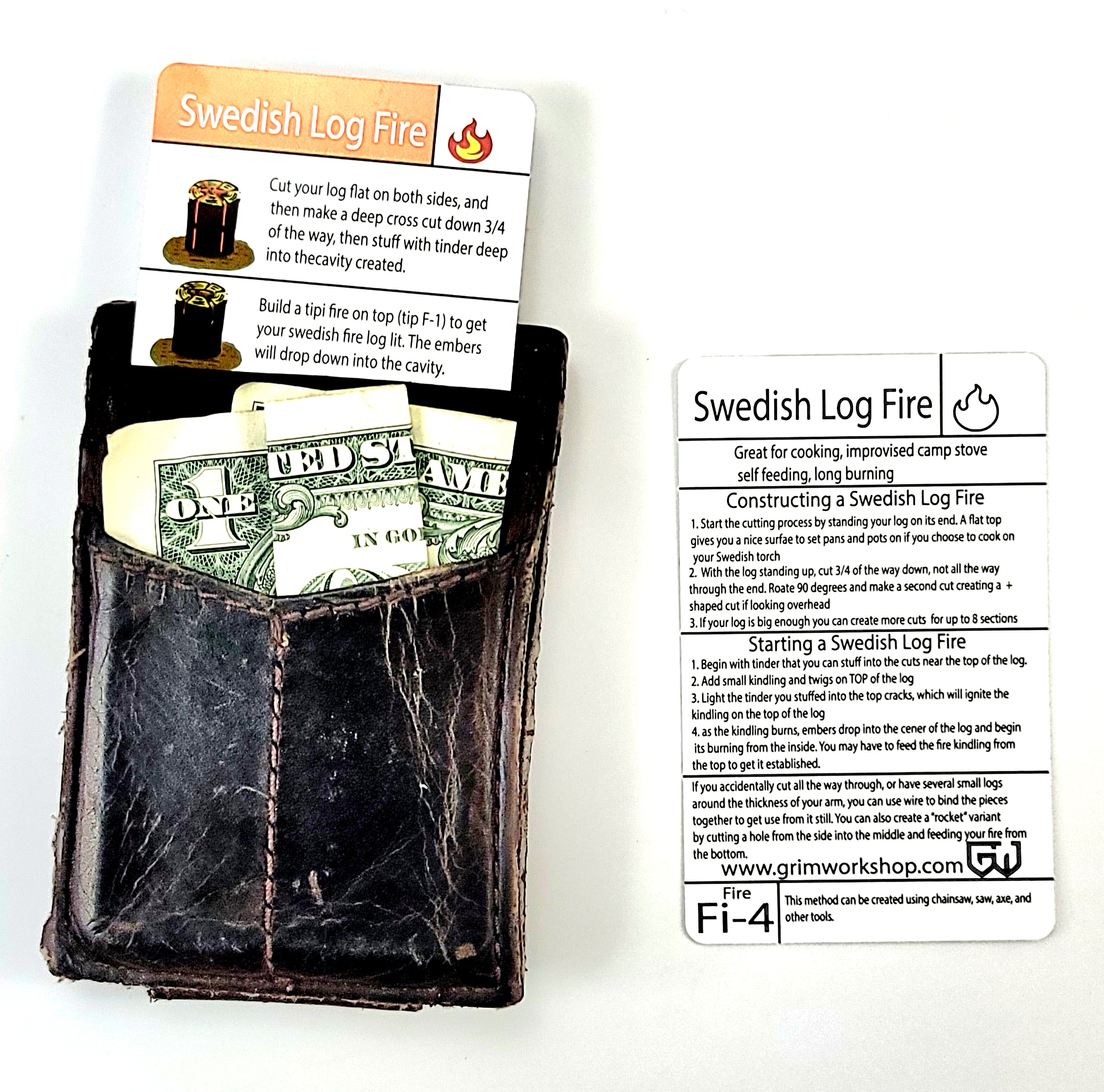 Swedish Log Fire Tip Card Fi-4