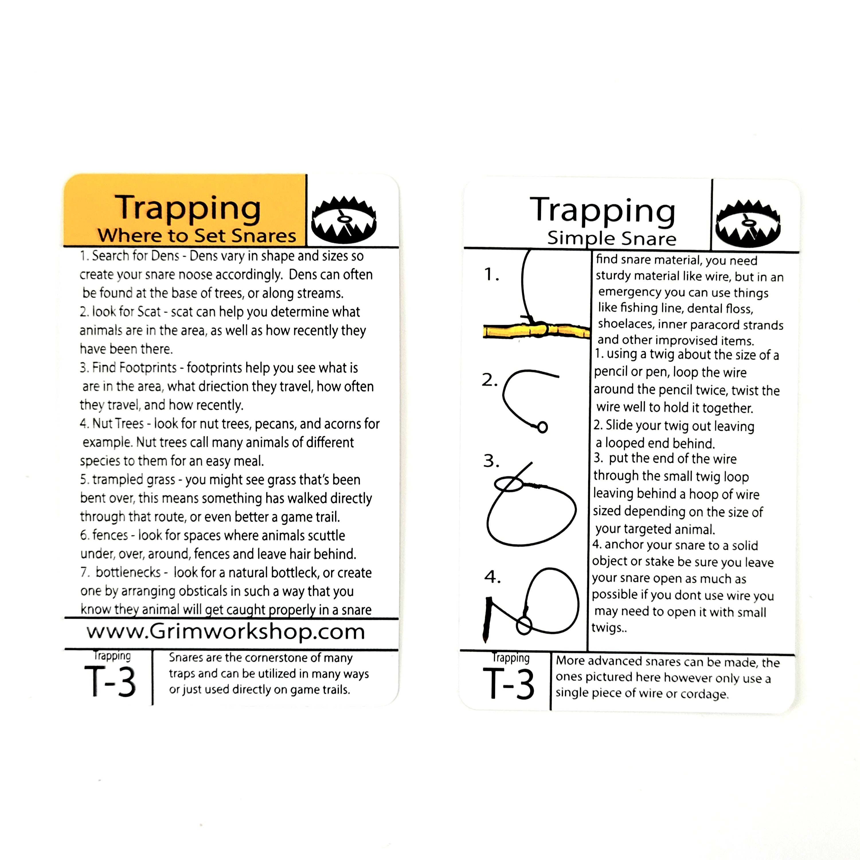 Snare Trap Tip Card  Diy Snare Traps – Grimworkshop