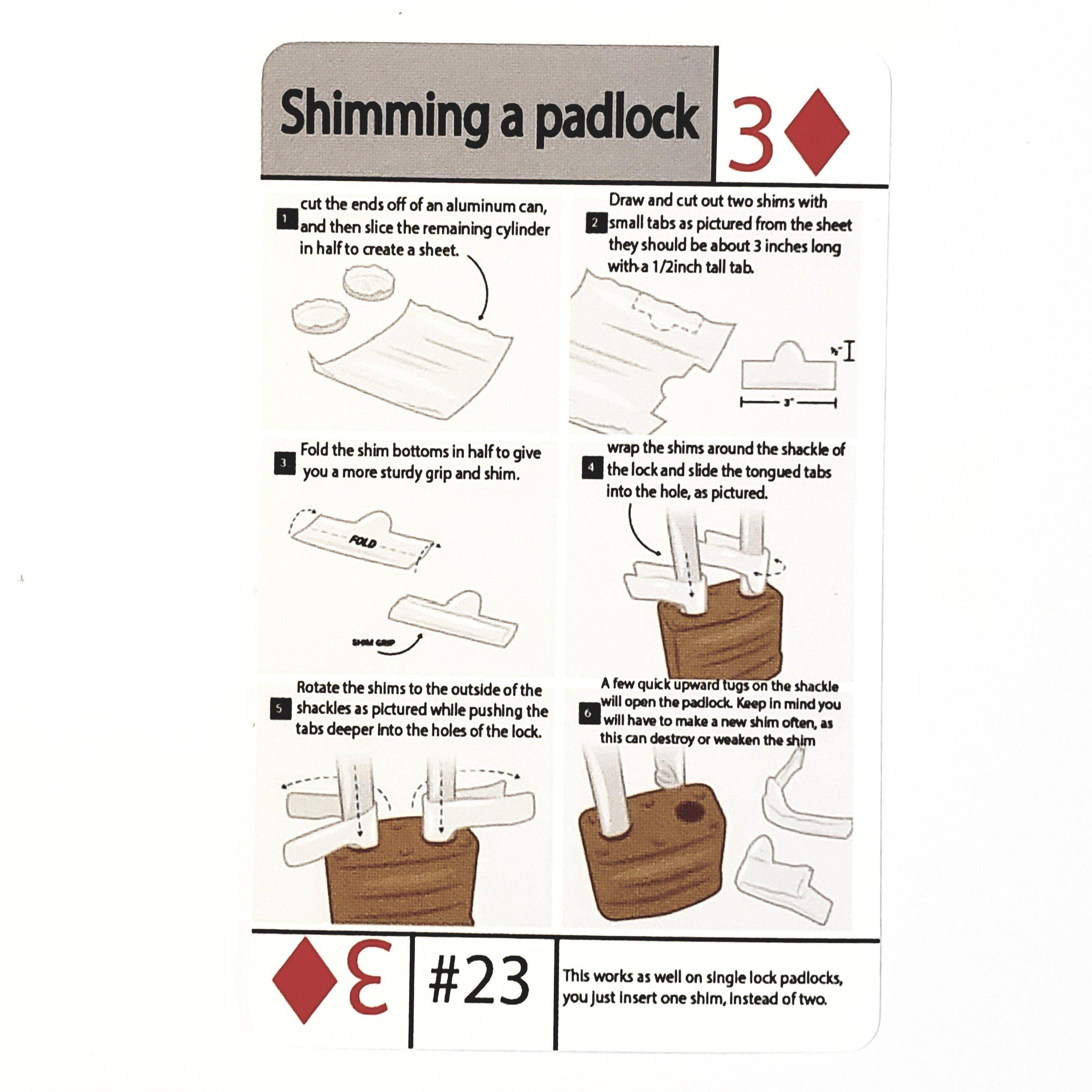 how to shim a lock and how to make a diy padlock shim tip card