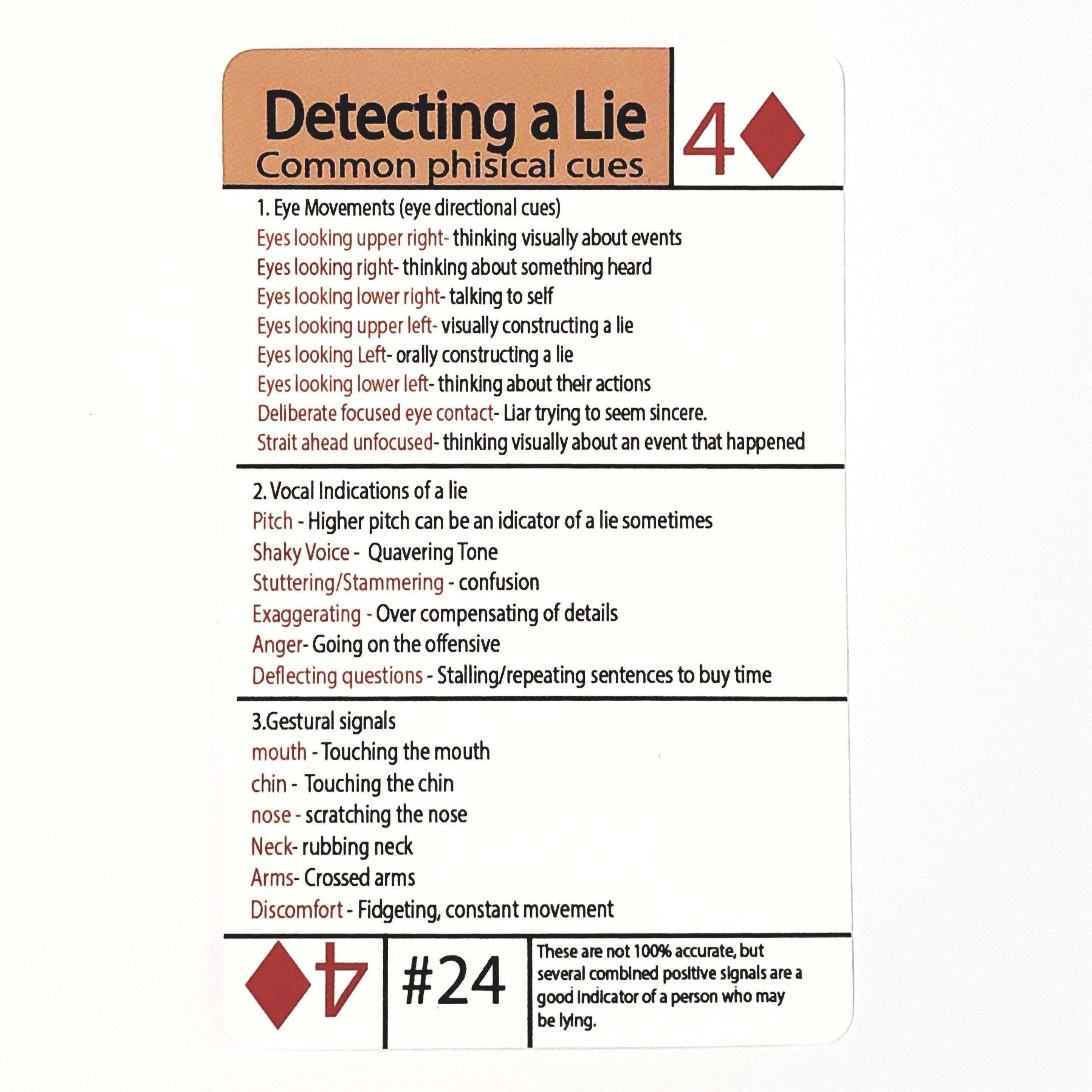 #24 How to Detect a Lie Tip Card-Grimworkshop-bugoutbag-bushcraft-edc-gear-edctool-everydaycarry-survivalcard-survivalkit-wilderness-prepping-toolkit