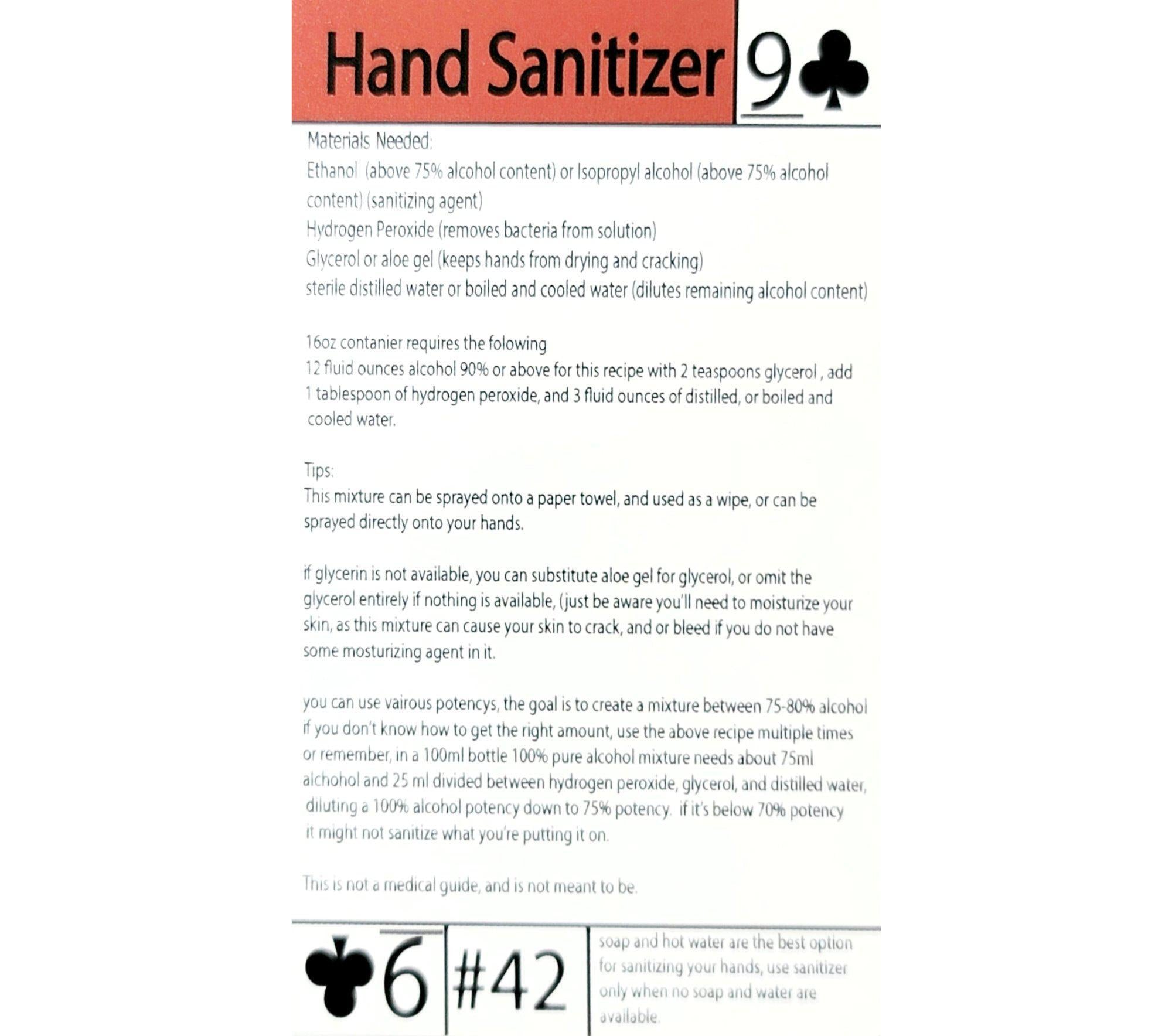#42 sanitizer recipe and instructions-Grimworkshop-bugoutbag-bushcraft-edc-gear-edctool-everydaycarry-survivalcard-survivalkit-wilderness-prepping-toolkit