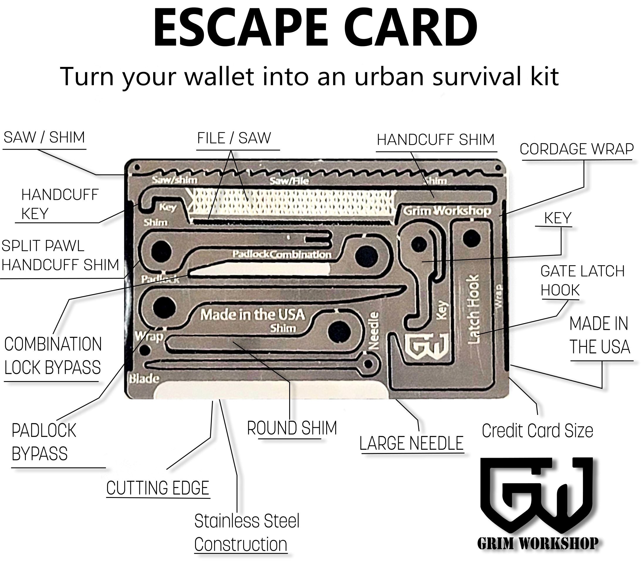 sere card credit card size urban escape and evasion kit with small bypass and escape kit