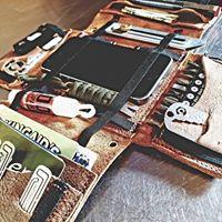 25 Pocket EDC Leather Tool Roll Small and Compact Leather Pocket Organizer and Quad Fold Wallet