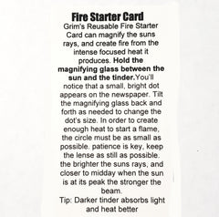 magnifying card solar fire starter magnifying glass fire starter