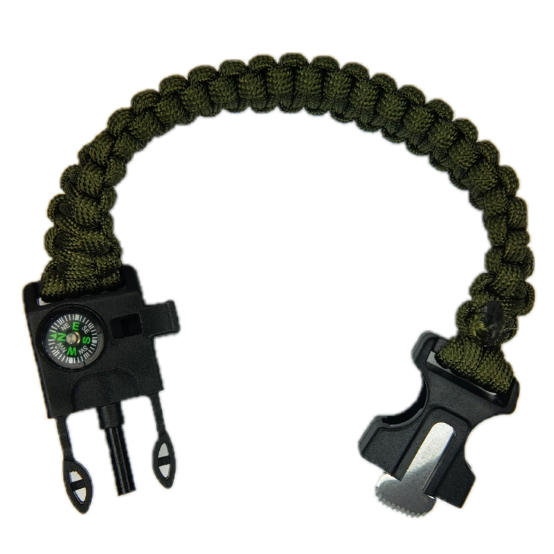 Fire Starter Paracord Survival Bracelet : EDC Bracelet with Compass and More