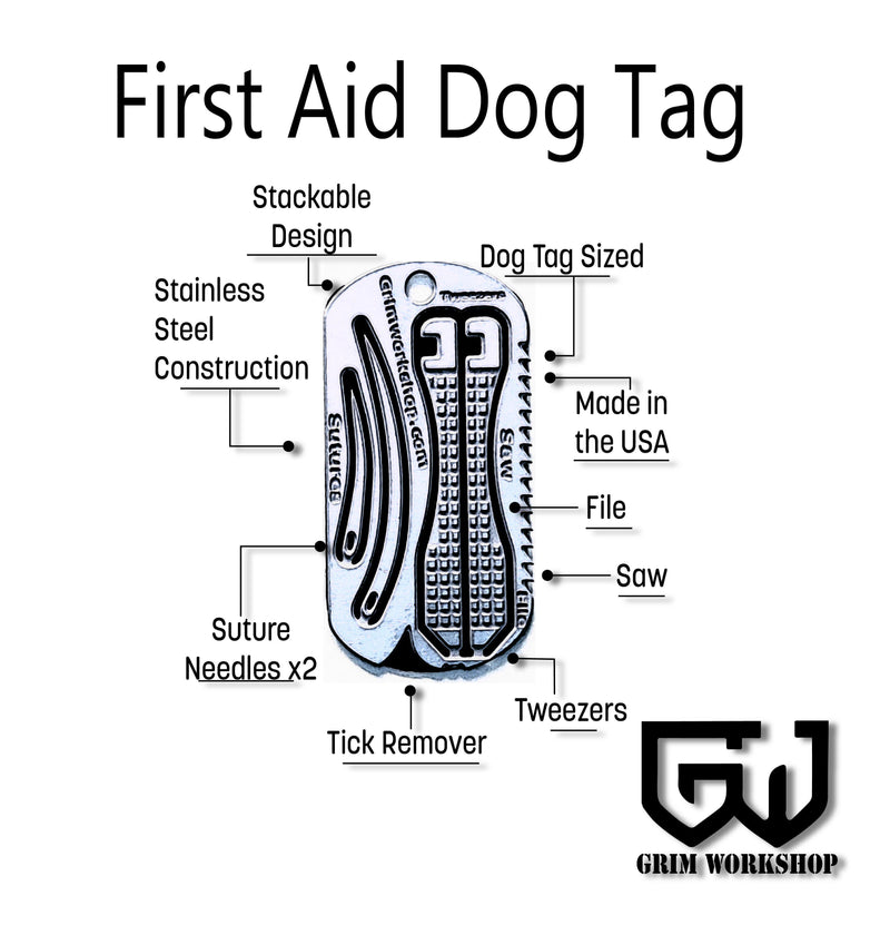 First Aid Dog Tag Survival Necklace-Grimworkshop-bugoutbag-bushcraft-edc-gear-edctool-everydaycarry-survivalcard-survivalkit-wilderness-prepping-toolkit