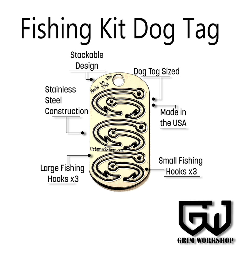 Fishing hook necklace survival fishing dog tag hooks