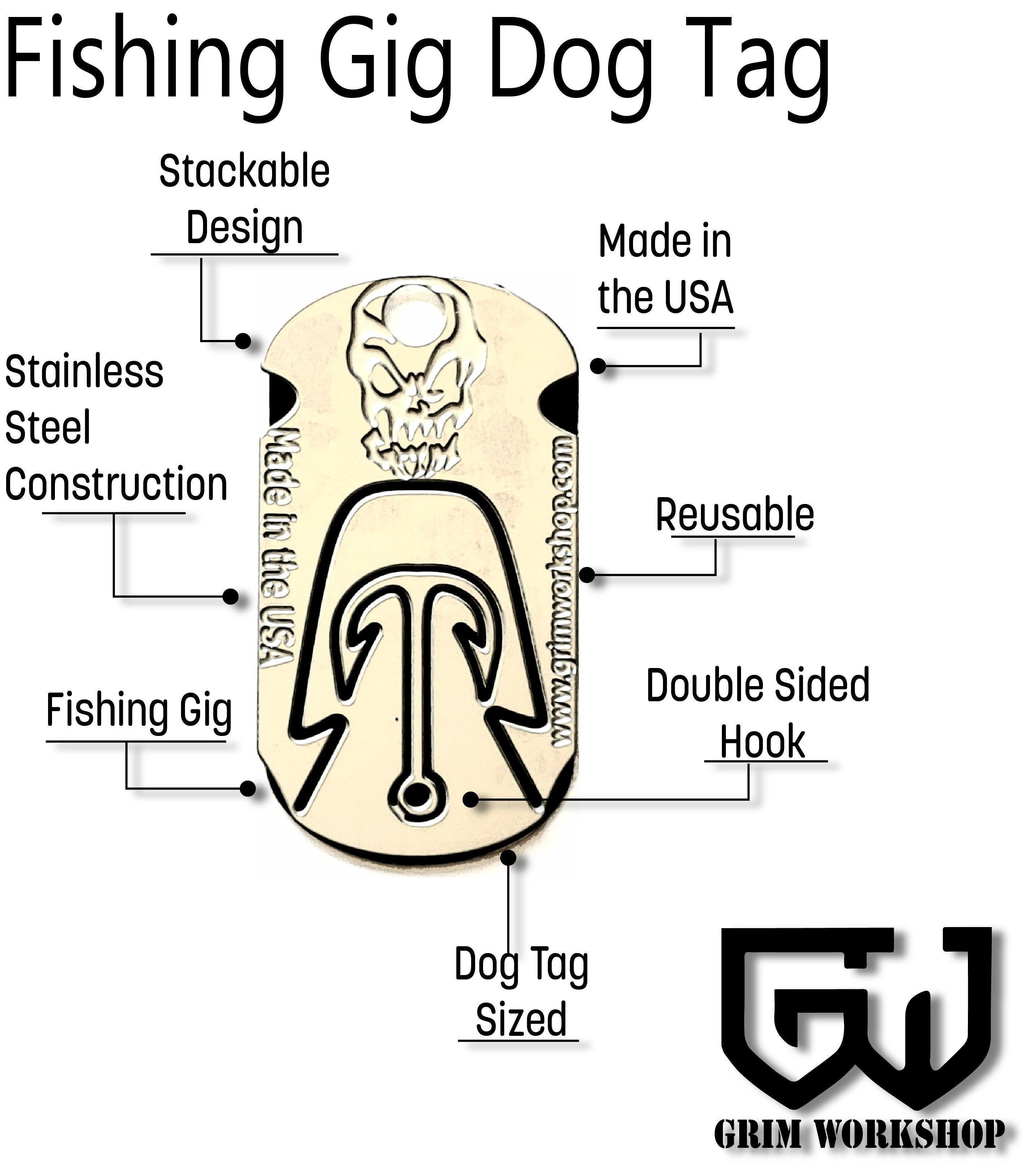 Gig Dog Tag | Fish Arrow and Frog Gig Survival Necklace |Grim Workshop