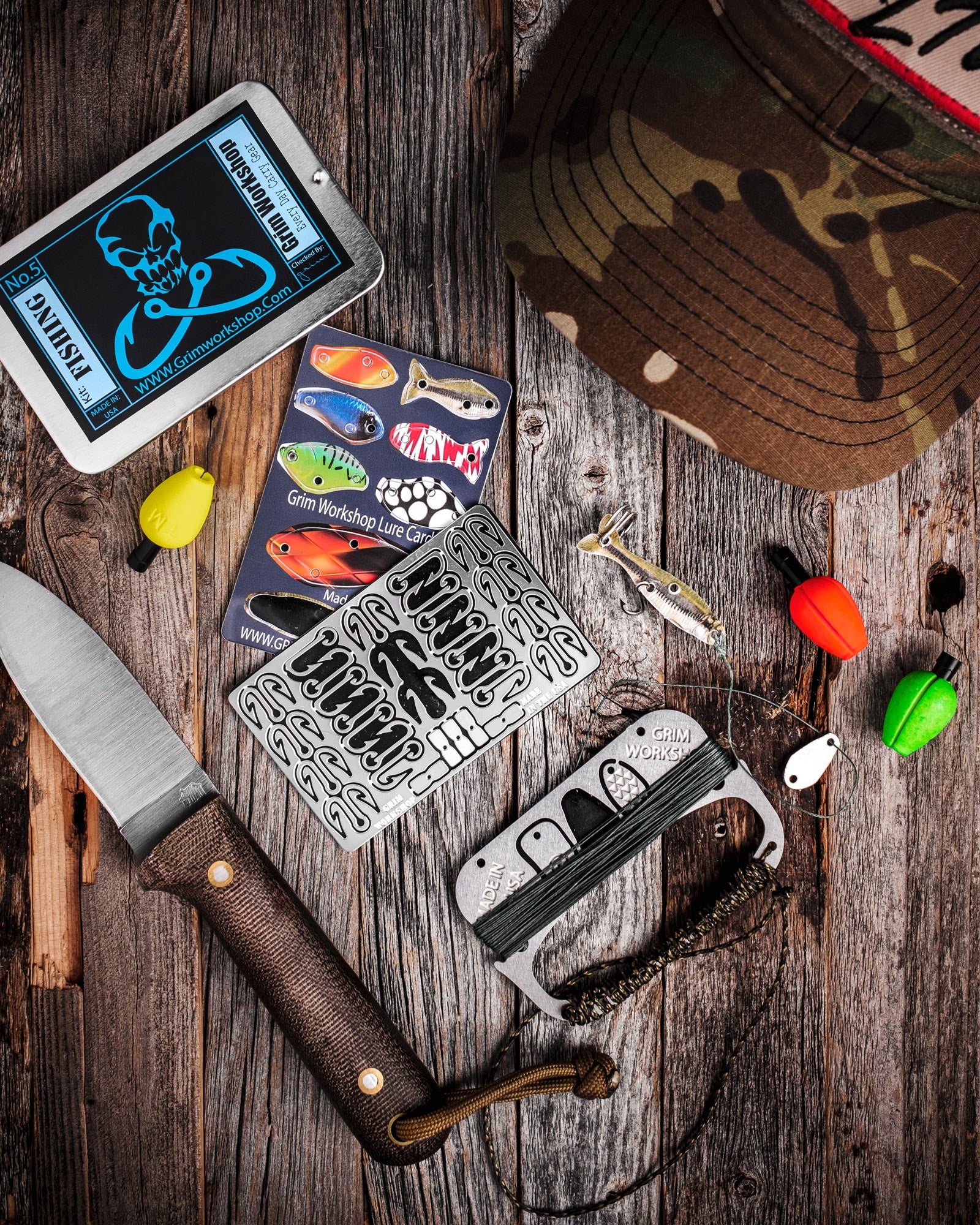 Grim Workshop Fishing Card Credit Card Sized Survival Fishing Kit 