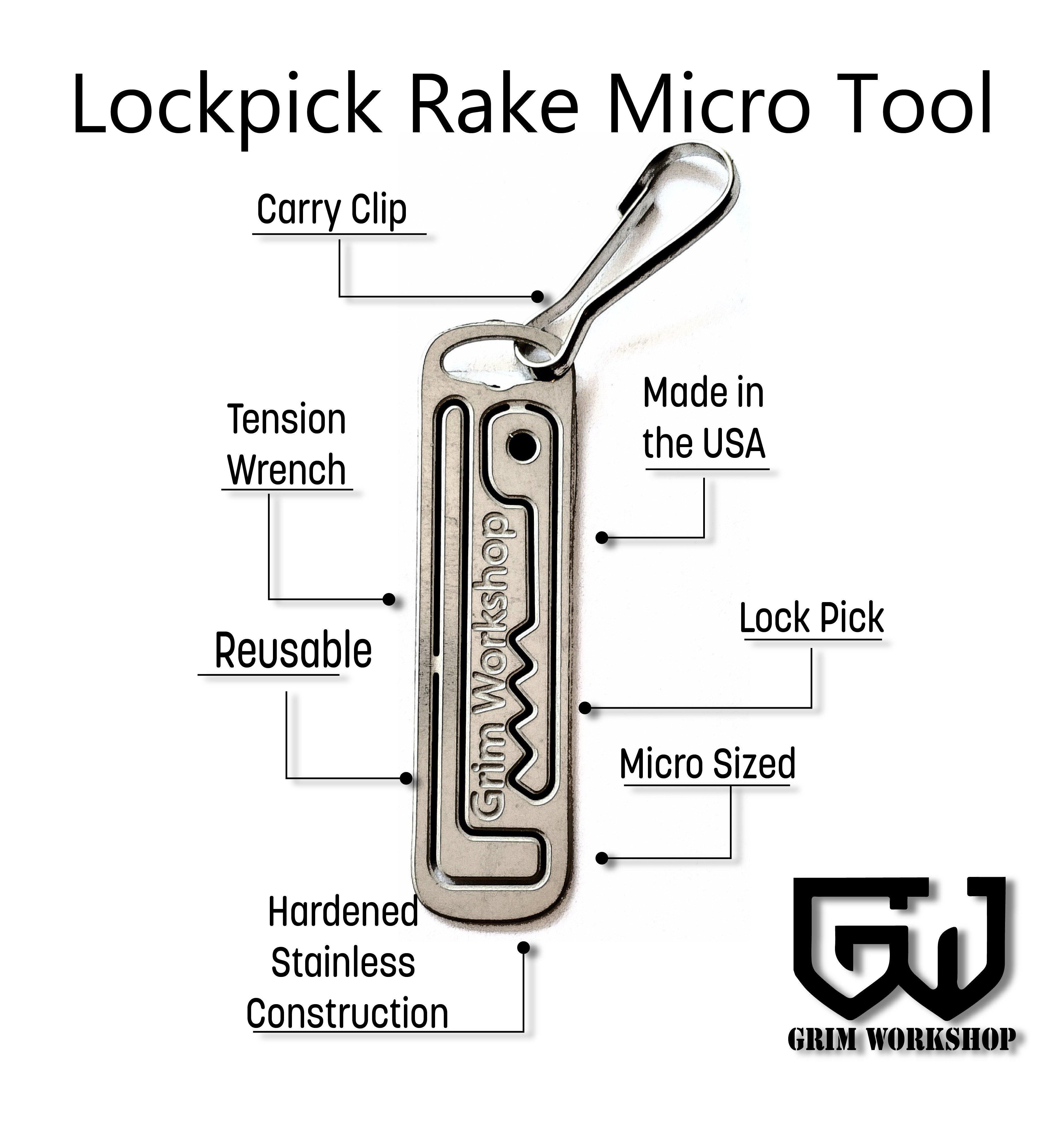 Lock Pick Rake Micro Tool  2 in 1 Lock Pick Keyring – Grimworkshop