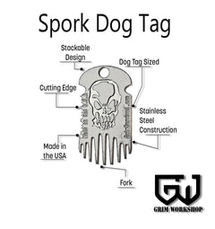 A spork designed to be the best travel spork. The metal spork dog tag necklace